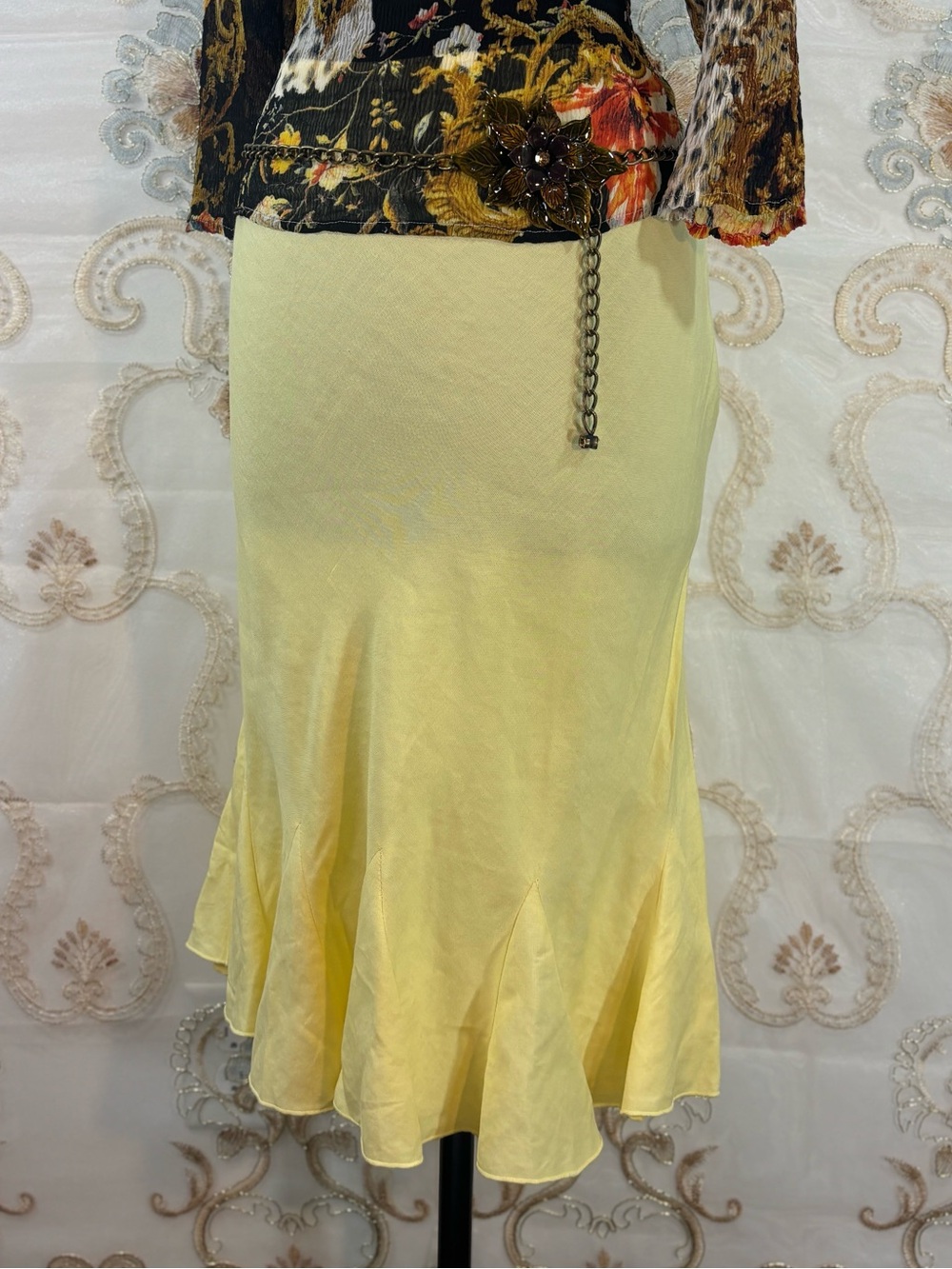 ✨Vintage Y2K Bohemian Butter Linen Ruffle Midi Skirt✨
